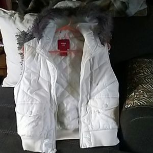 White fur hooded vest